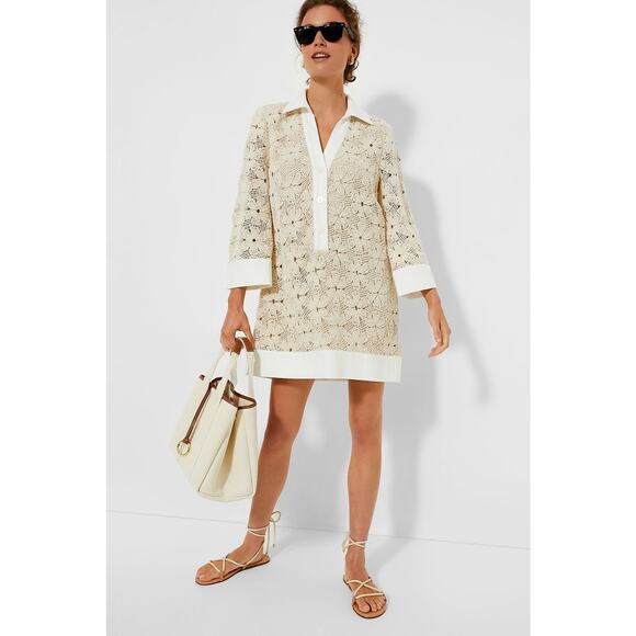 TUCKERNUCK Tan Crochet Collier Dress Size M NWT Retail $198 Tuckernuck - Picture 7 of 8